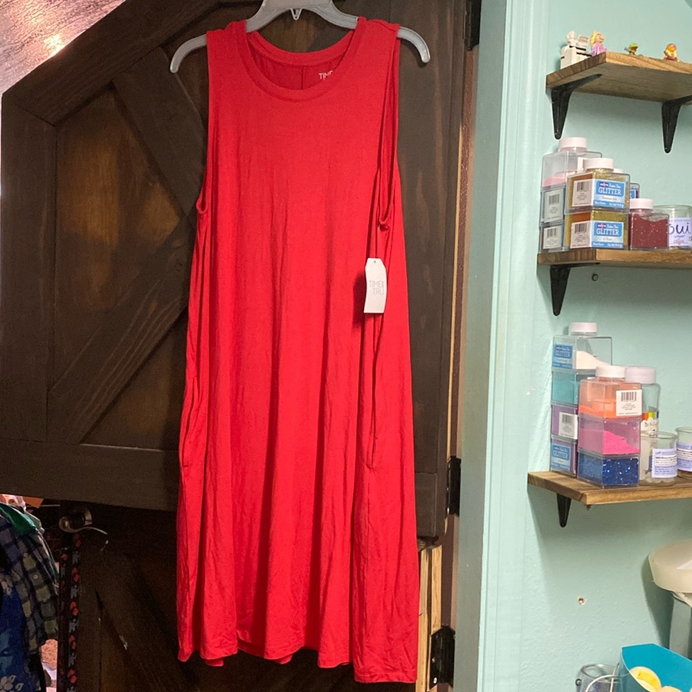 Red dress with pockets